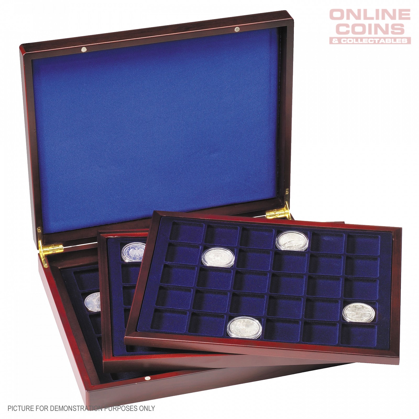 Lighthouse Volterra Trio deLuxe Presentation Case 3 Trays 90 x 39mm Compartments (Suitable For All 50c Coins In Capsules)